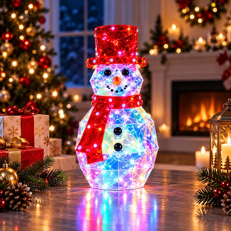 Holographic Christmas Tree & Snowman LED Decor