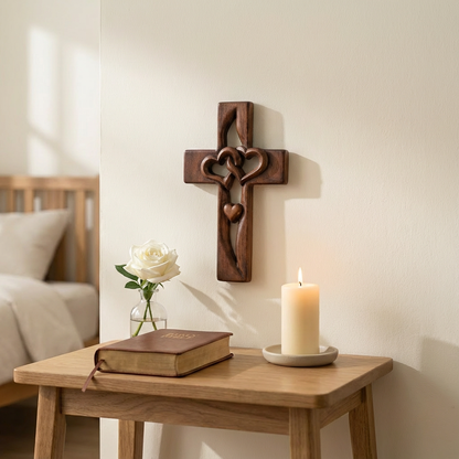 Intertwined Heart Cross Wall Décor