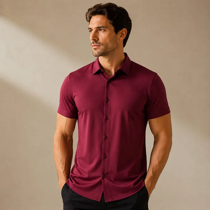 Men’s Ice Silk Stretch Short Sleeve Shirt