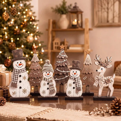 7-Piece Wooden Christmas Tabletop Decor Set