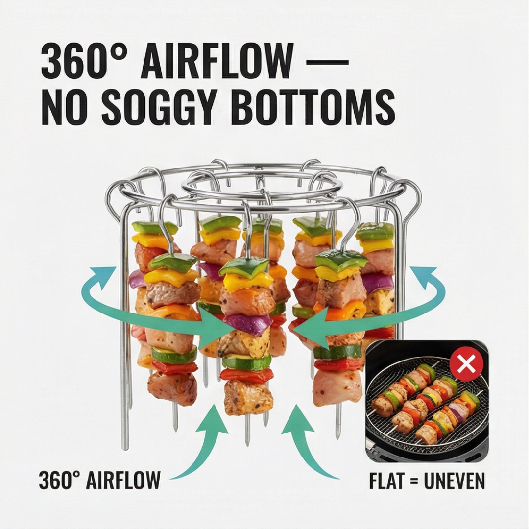 Air Fryer Kebab Rack with 24 Hanging Skewers