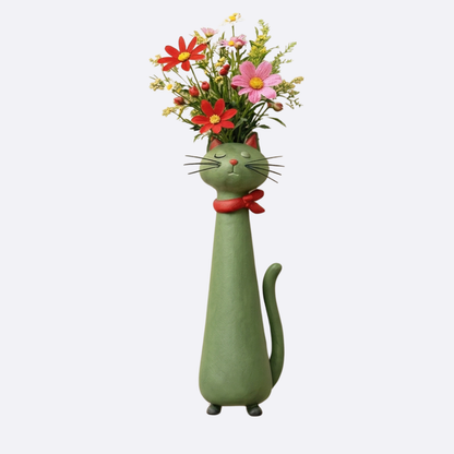 Handmade Ceramic Cat Flower Vase