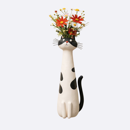 Handmade Ceramic Cat Flower Vase