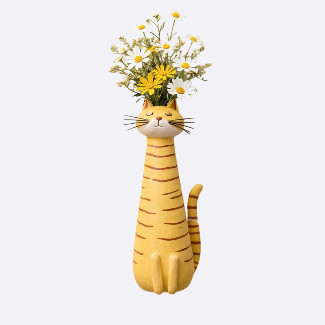 Handmade Ceramic Cat Flower Vase