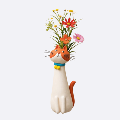 Handmade Ceramic Cat Flower Vase