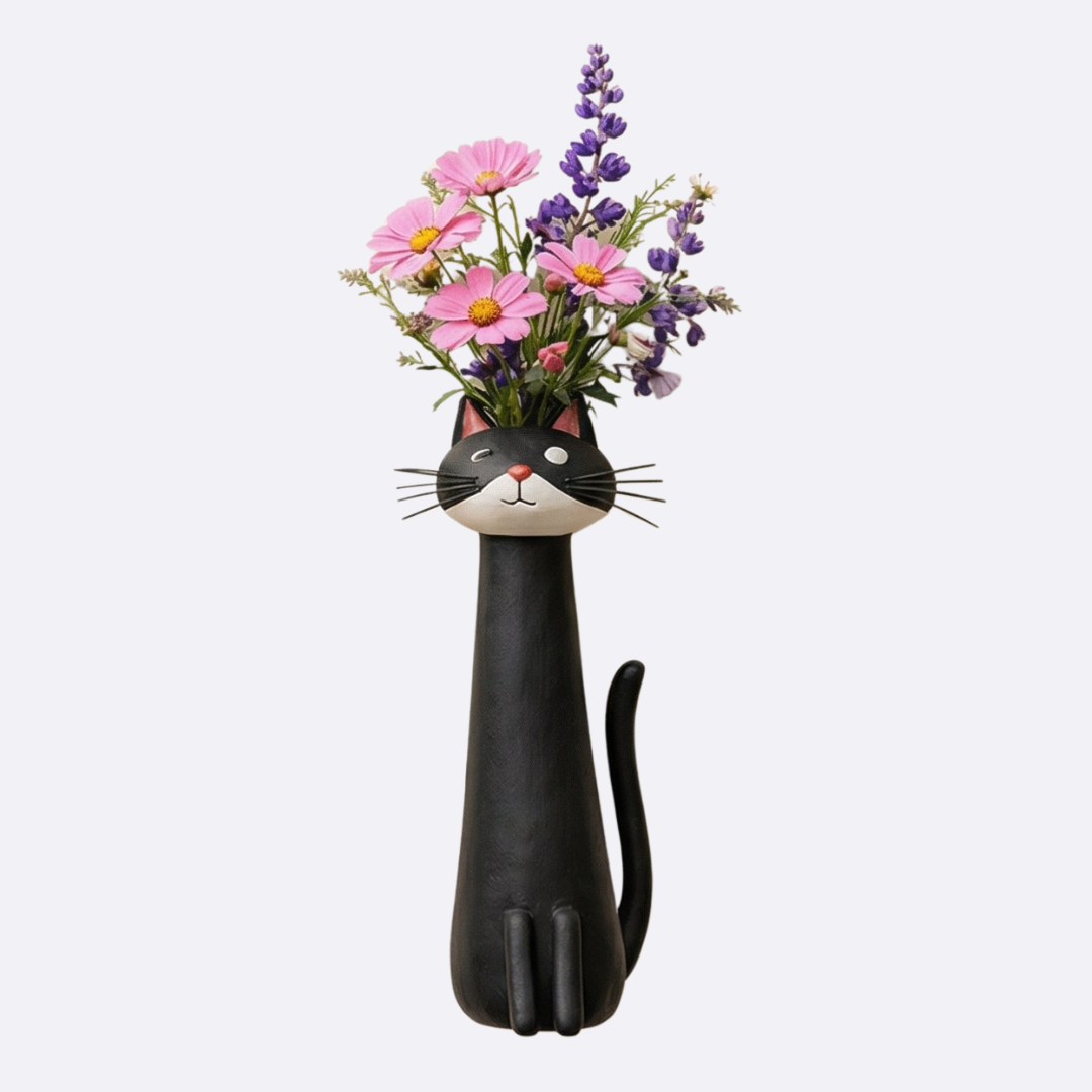 Handmade Ceramic Cat Flower Vase