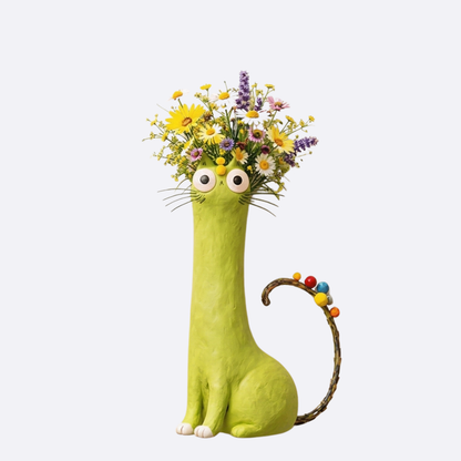 Handmade Ceramic Cat Flower Vase