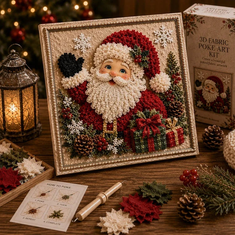 DIY Christmas Fabric Poke Art Kit – 3D Framed Holiday Craft