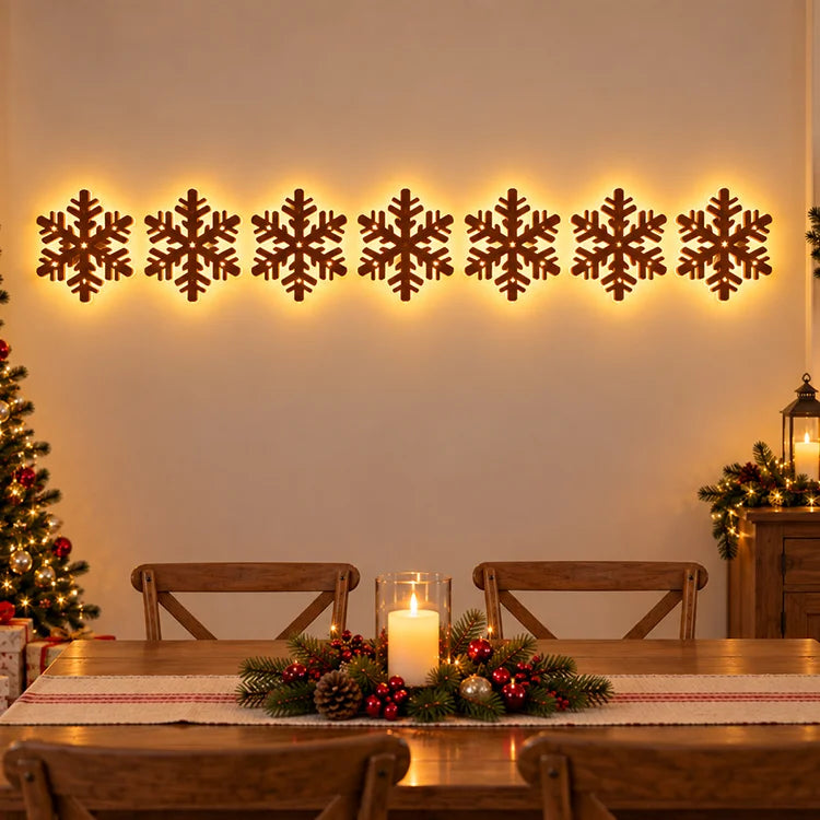 7-Piece LED Christmas Wall Decor Set – Warm-Light Holiday Silhouettes