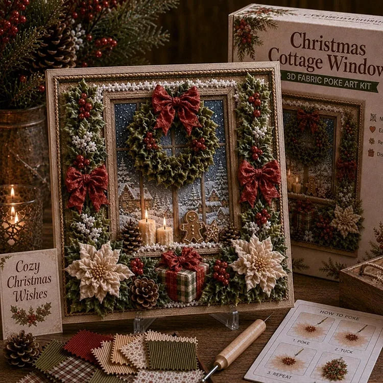 DIY Christmas Fabric Poke Art Kit – 3D Framed Holiday Craft