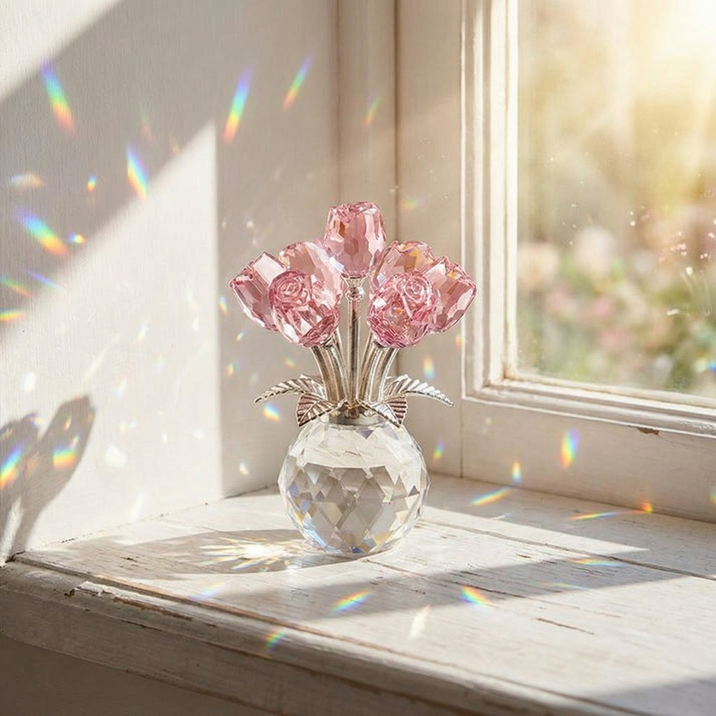Crystal Rose Bouquet with Vase