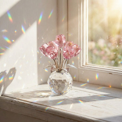 Crystal Rose Bouquet with Vase