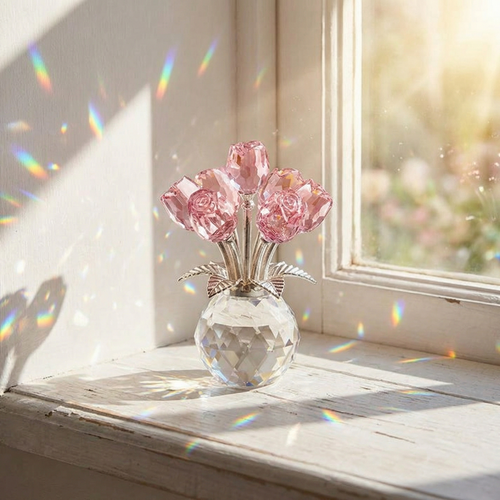 Crystal Rose Bouquet with Vase